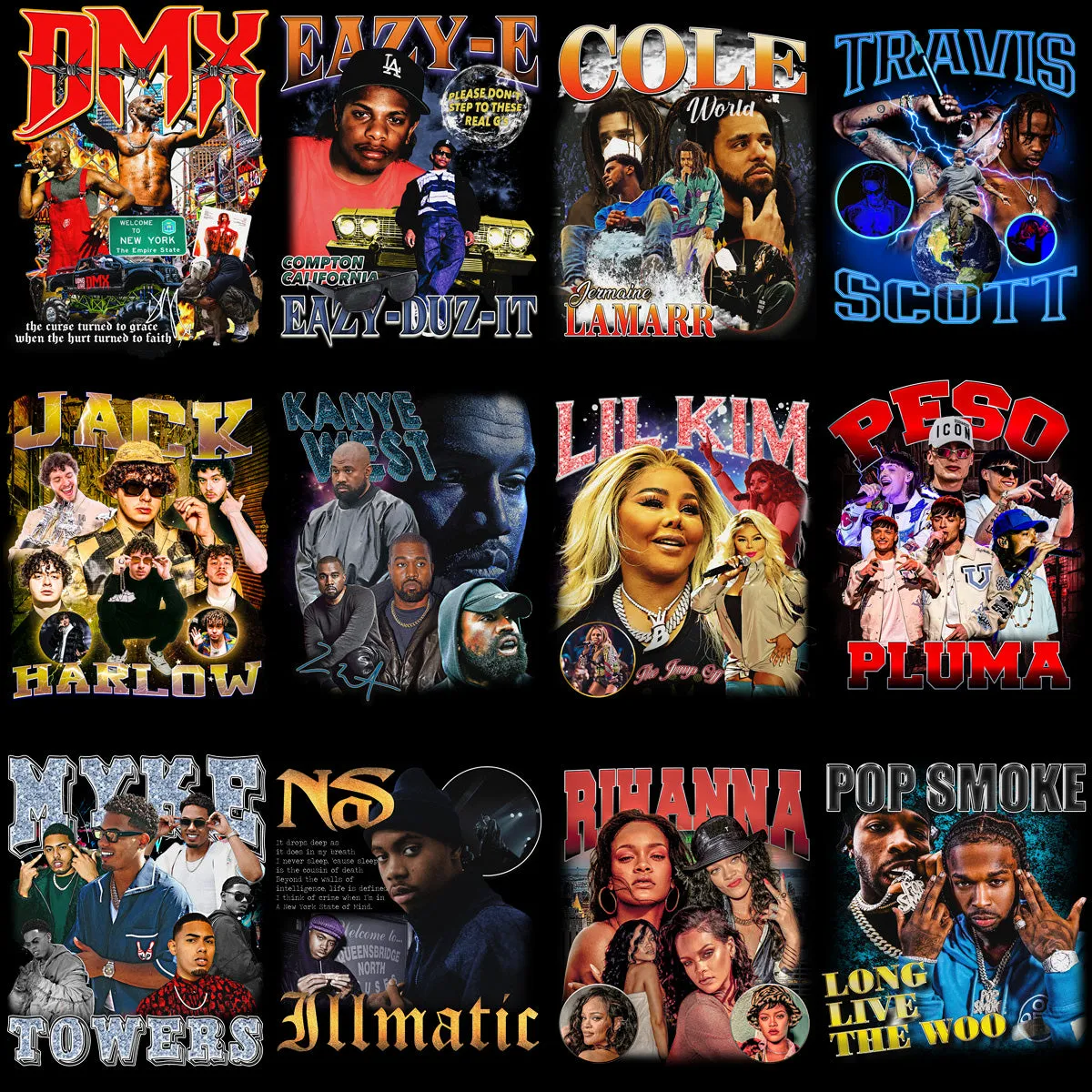 40 Music Vintage Artists Bootleg V2 Designs Bundle PNG