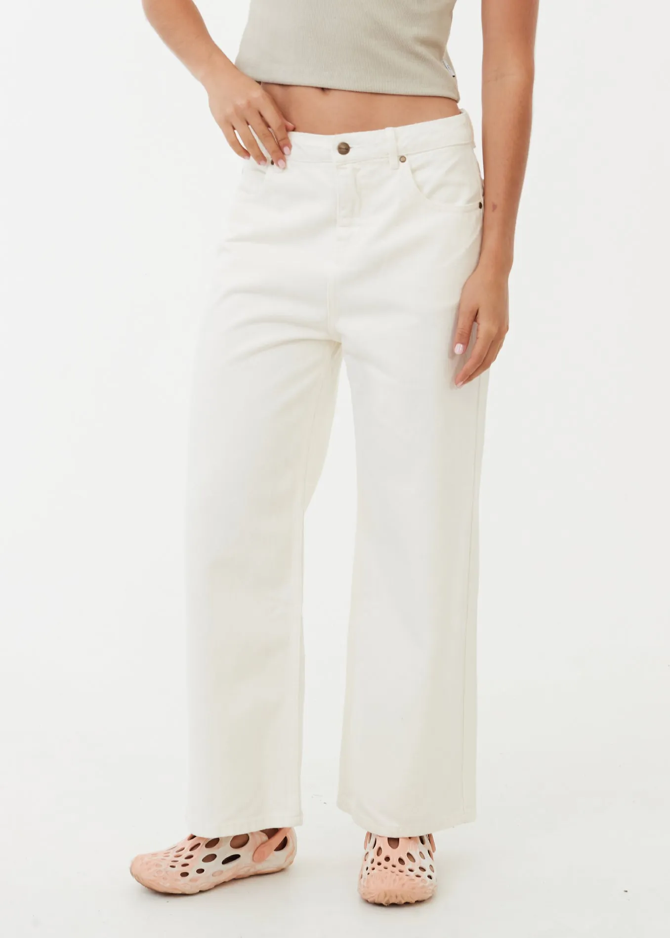 AFENDS Womens Kendall - Denim Relaxed Fit Jeans - Off White