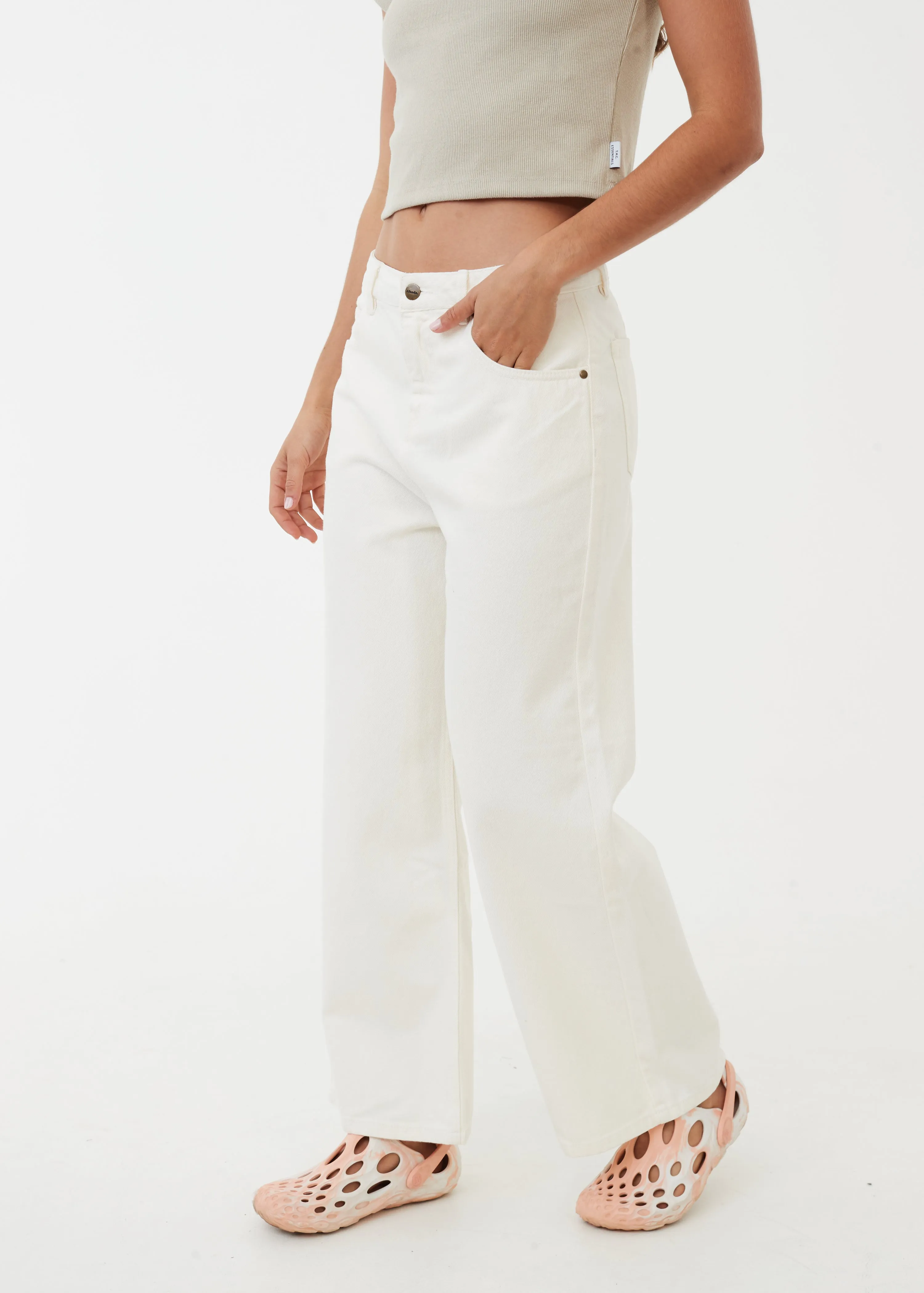 AFENDS Womens Kendall - Denim Relaxed Fit Jeans - Off White