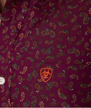 Ariat Wrinkle Free Magenta Purple Paisley Western Shirt
