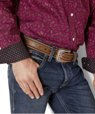Ariat Wrinkle Free Magenta Purple Paisley Western Shirt