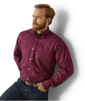Ariat Wrinkle Free Magenta Purple Paisley Western Shirt