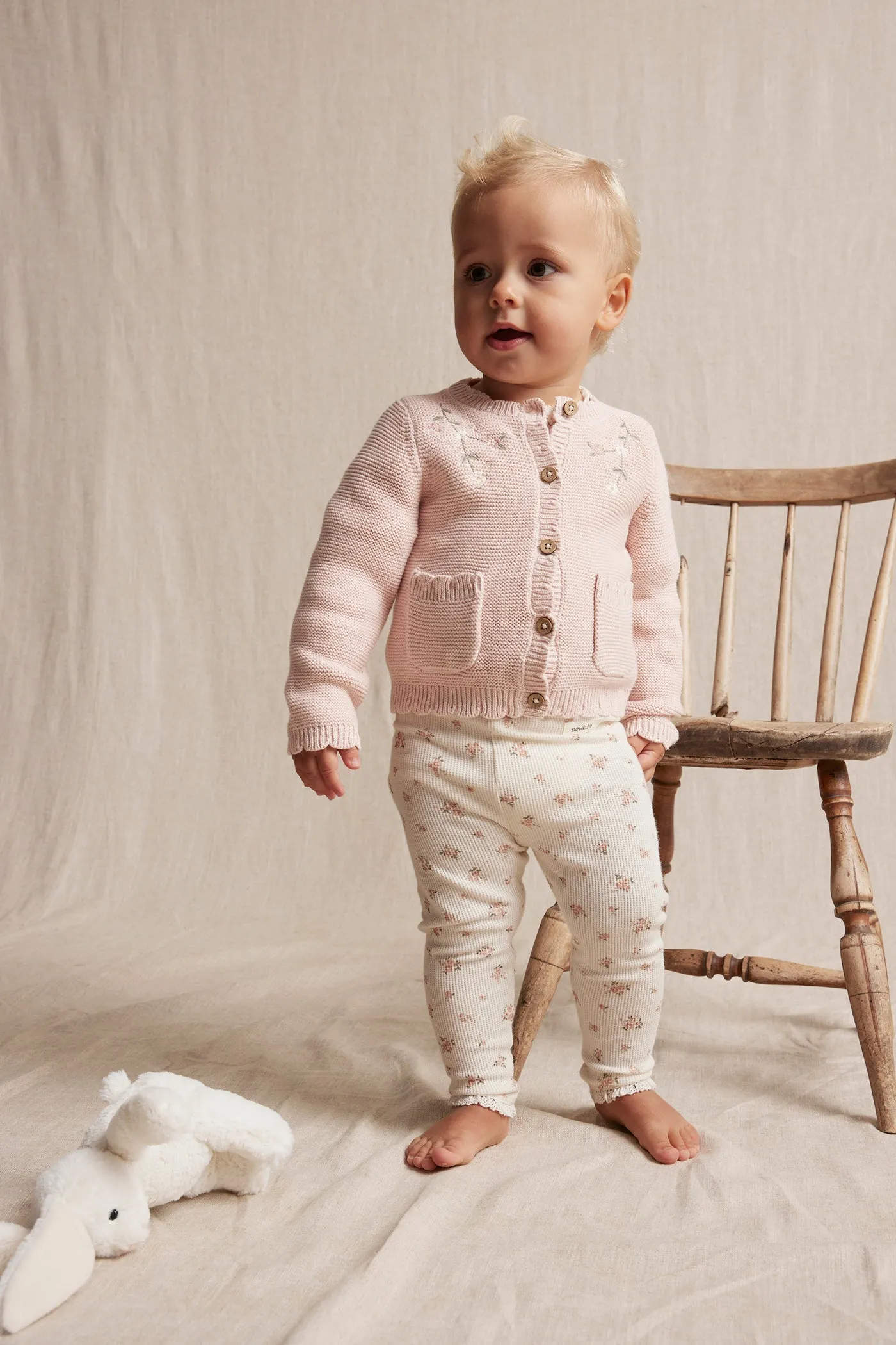 Baby pink embroidered cardigan