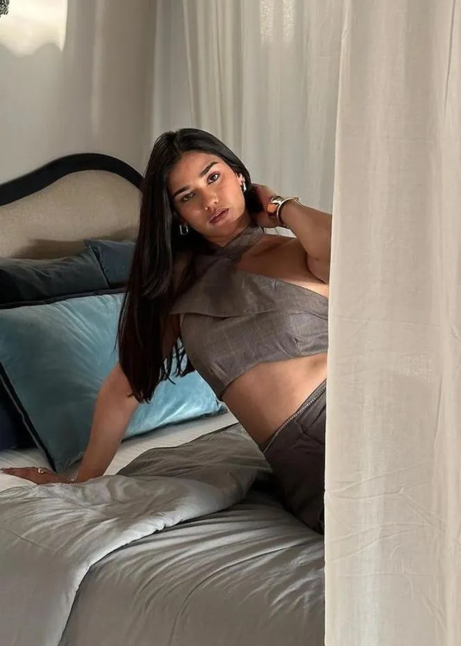 Belindaa Brown Halter Crop Top and Wide Leg Pants Set CL