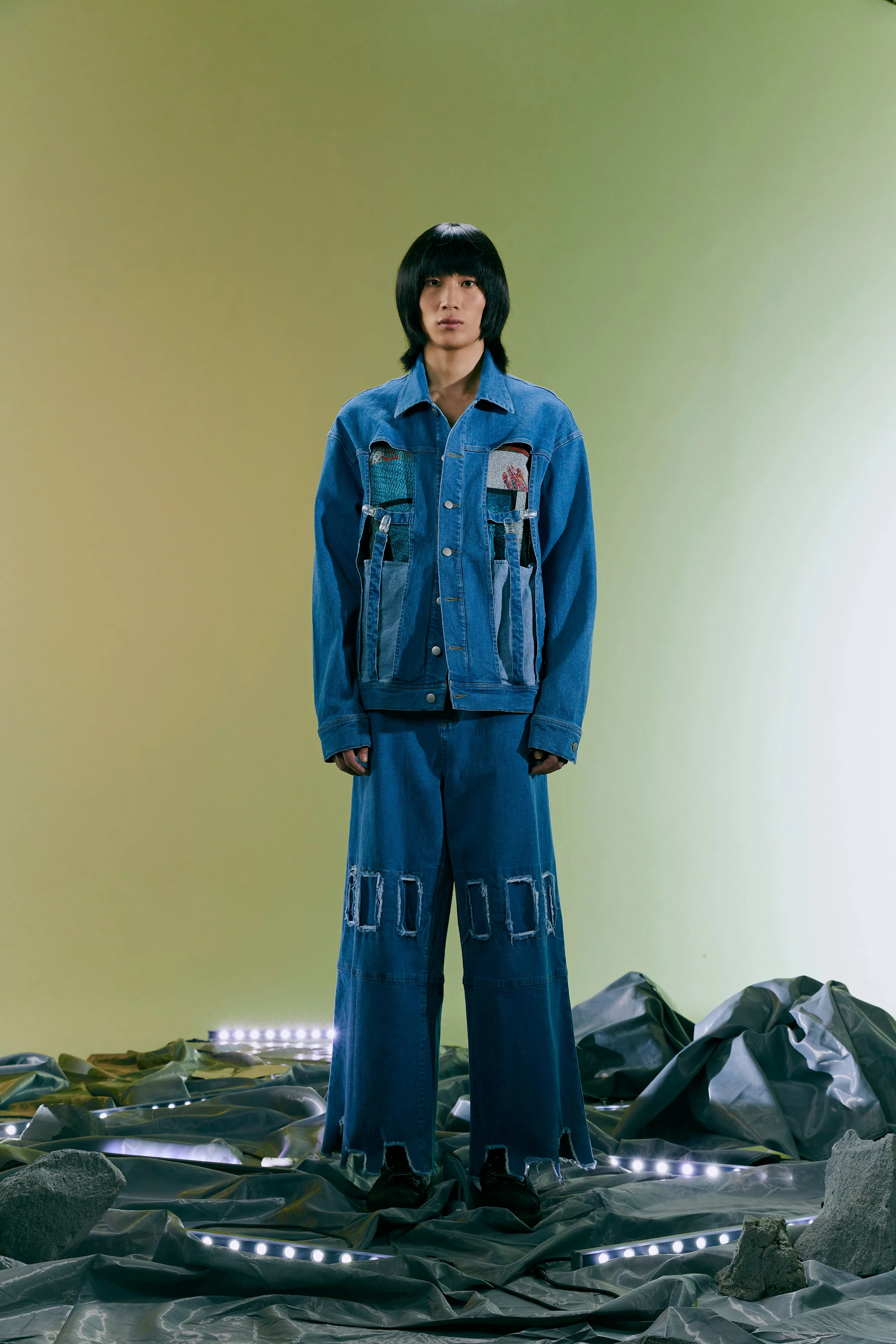 Blue Patchwork Denim Jacket