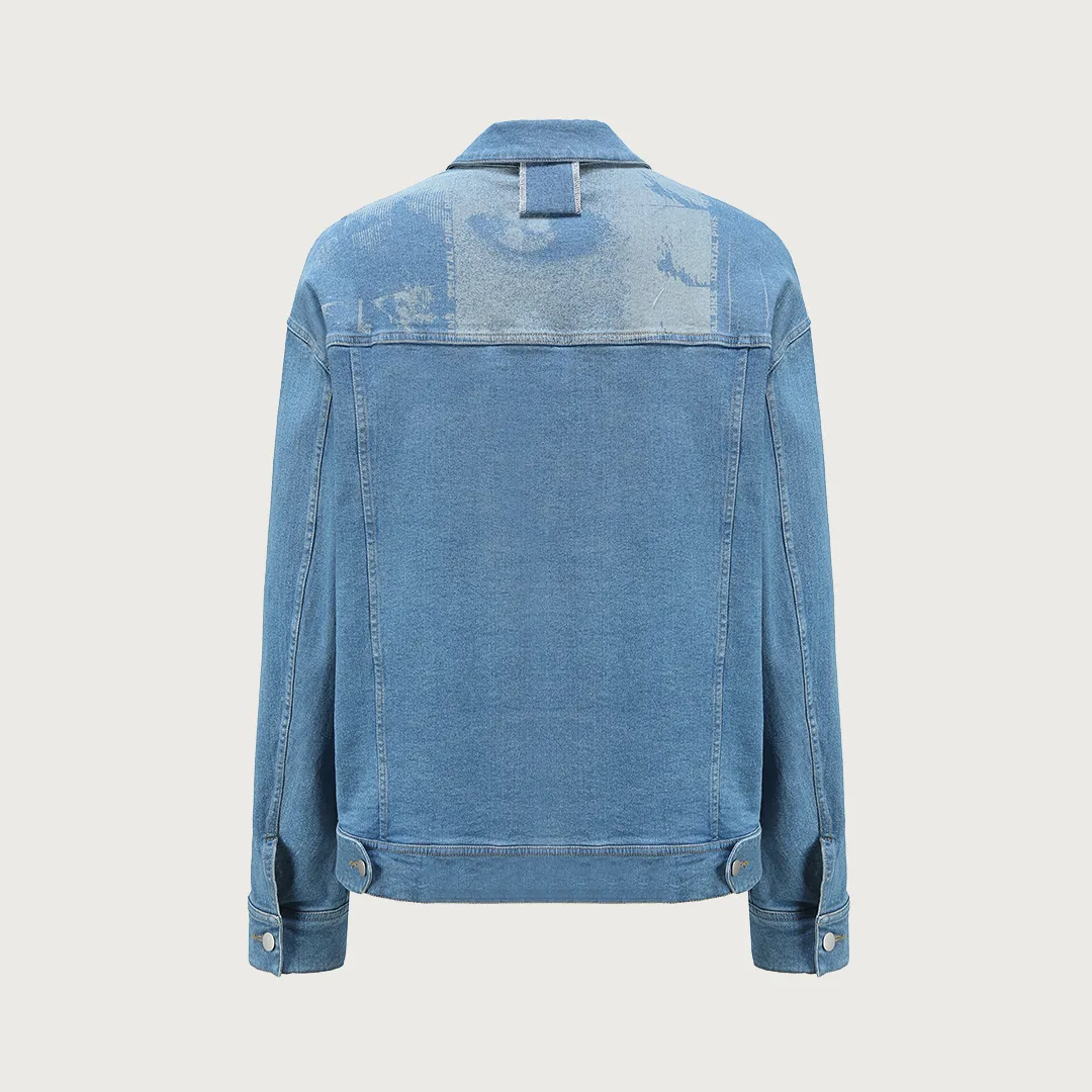 Blue Patchwork Denim Jacket