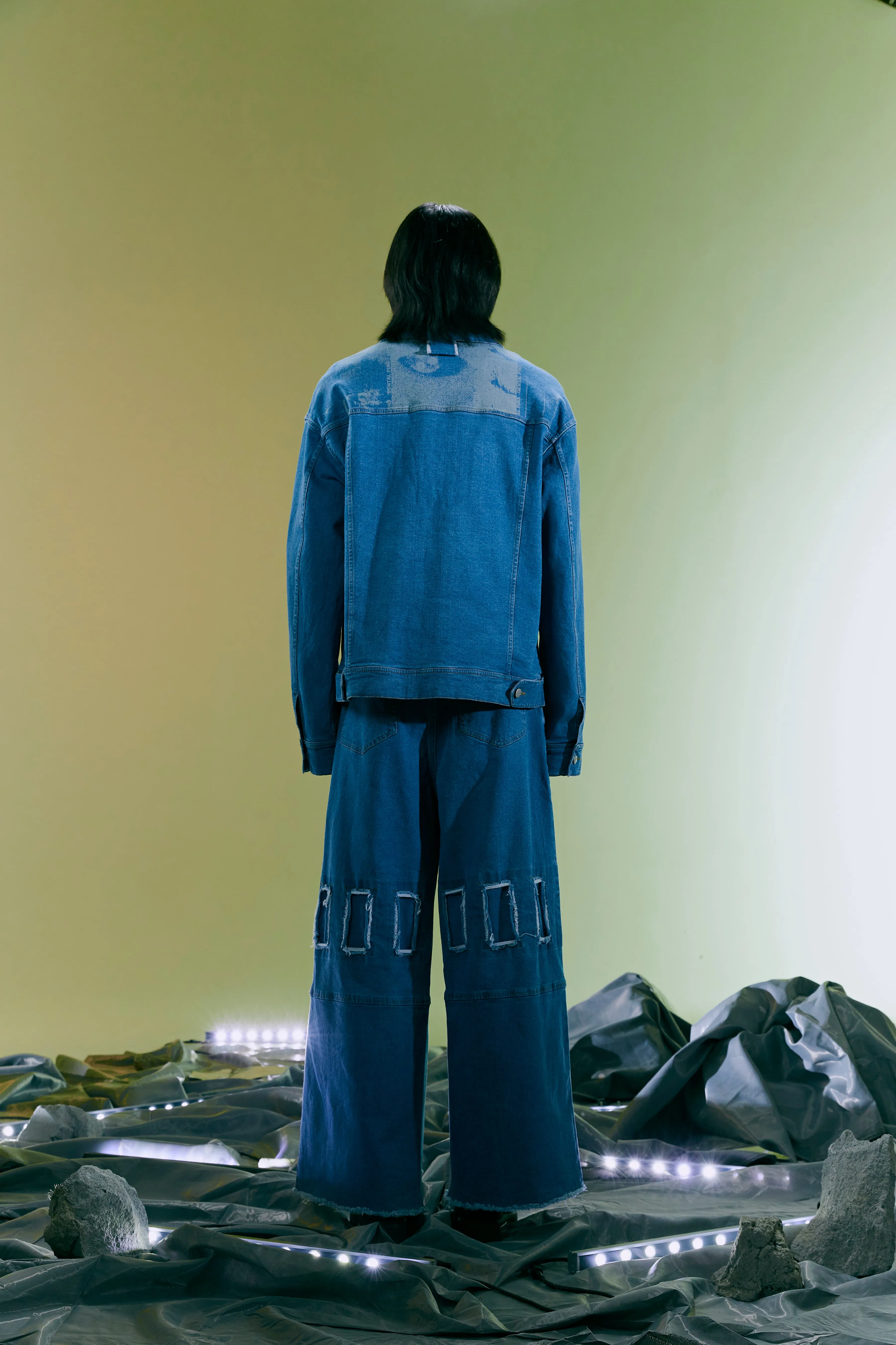 Blue Patchwork Denim Jacket