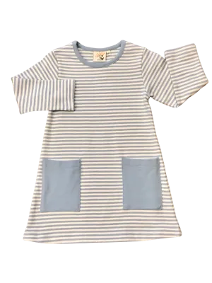 Blue Stripe A-Line Pocket Dress