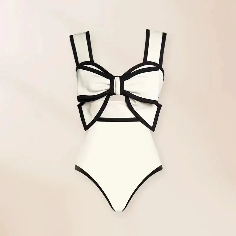 Bowknot Slim Polka Dots Beach swimsuit