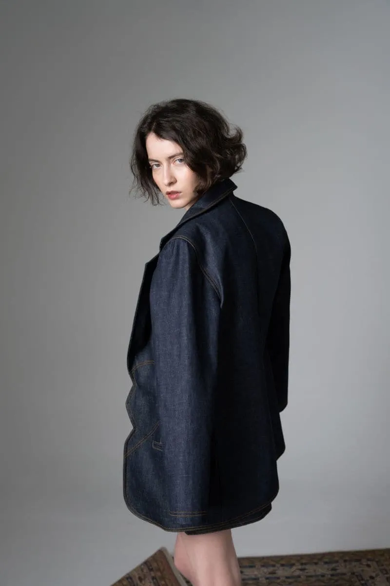 BROKEN HEART DENIM & BROWN SEAM BLAZER