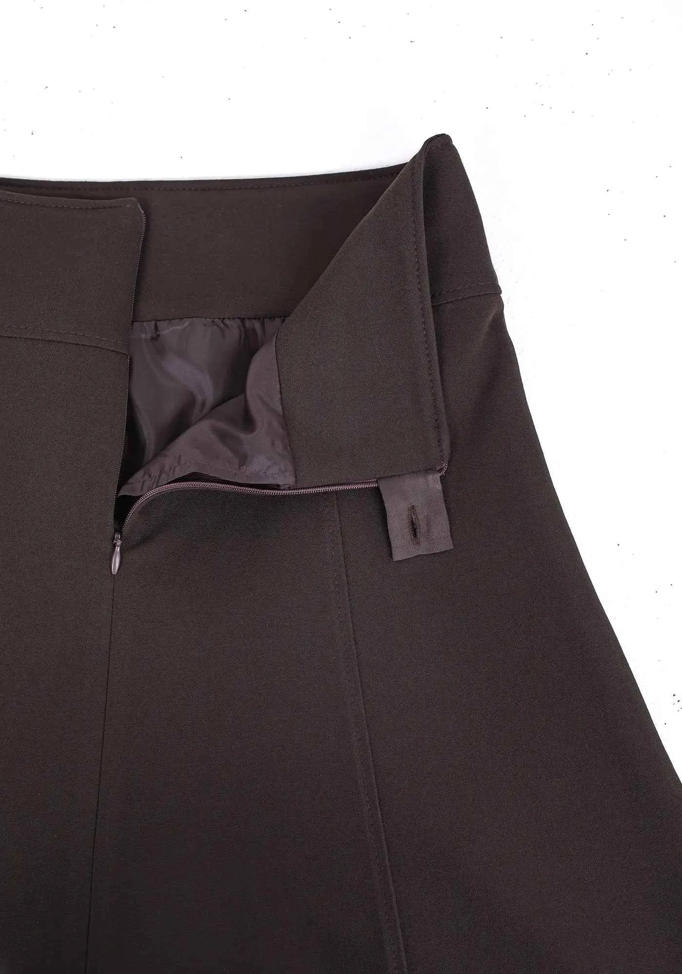 Brown Eight Gore Calf Length Midi Skirt For Every Occasion - G-Line