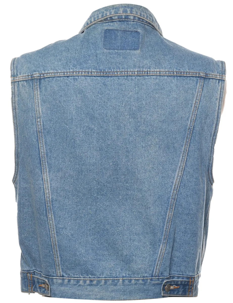 Button Front Denim Jacket Vest - M