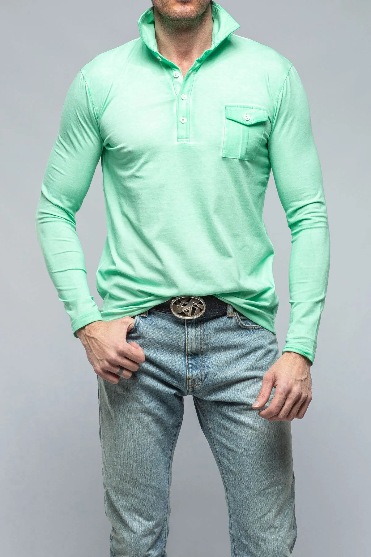 Cafe Paco LS Polo Shirt In Light Mint