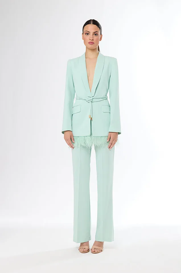 CARLA RUIZ MINT FEATHER TRIM TROUSER SUIT 51618 125