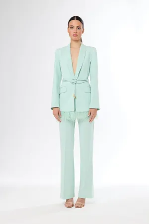 CARLA RUIZ MINT FEATHER TRIM TROUSER SUIT 51618 125