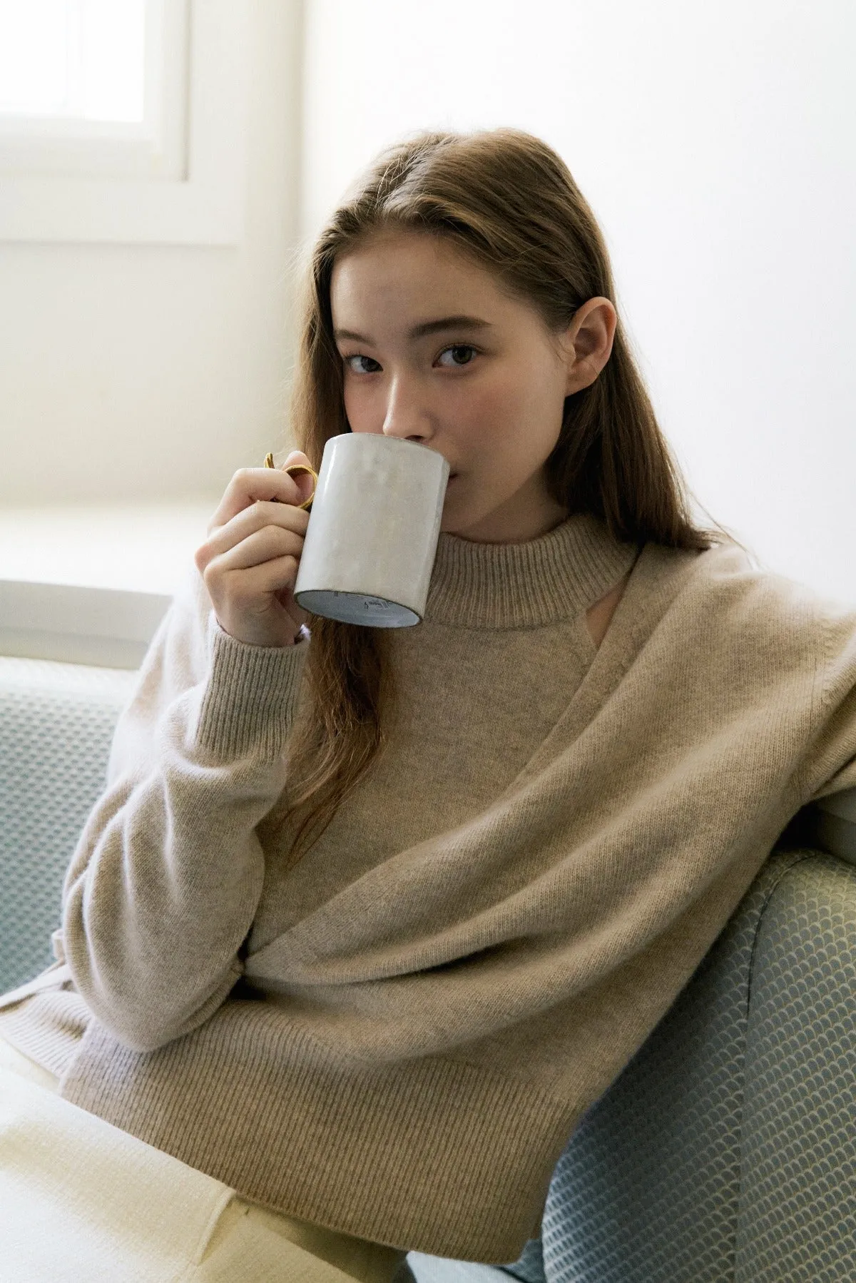Cashmere Wrap Knit In Oatmeal
