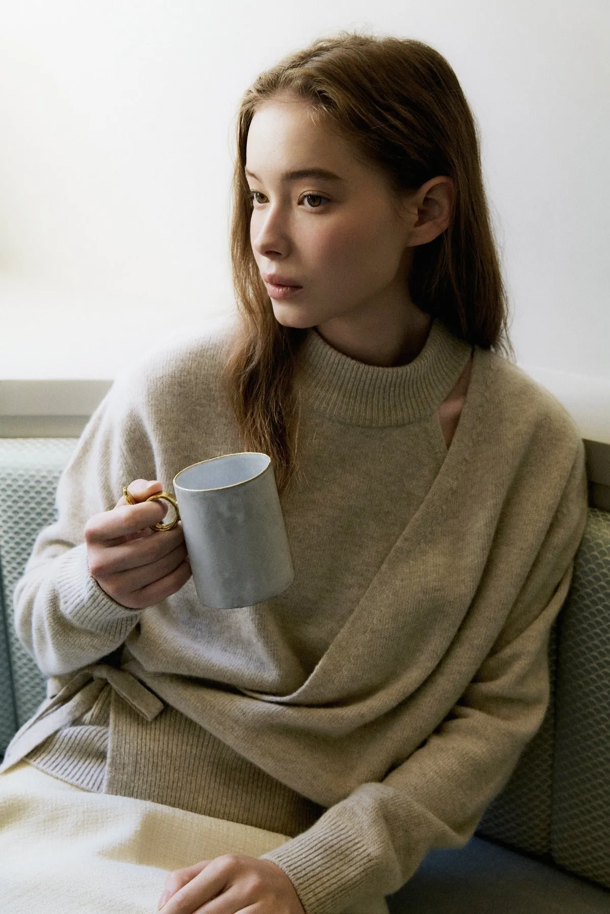 Cashmere Wrap Knit In Oatmeal