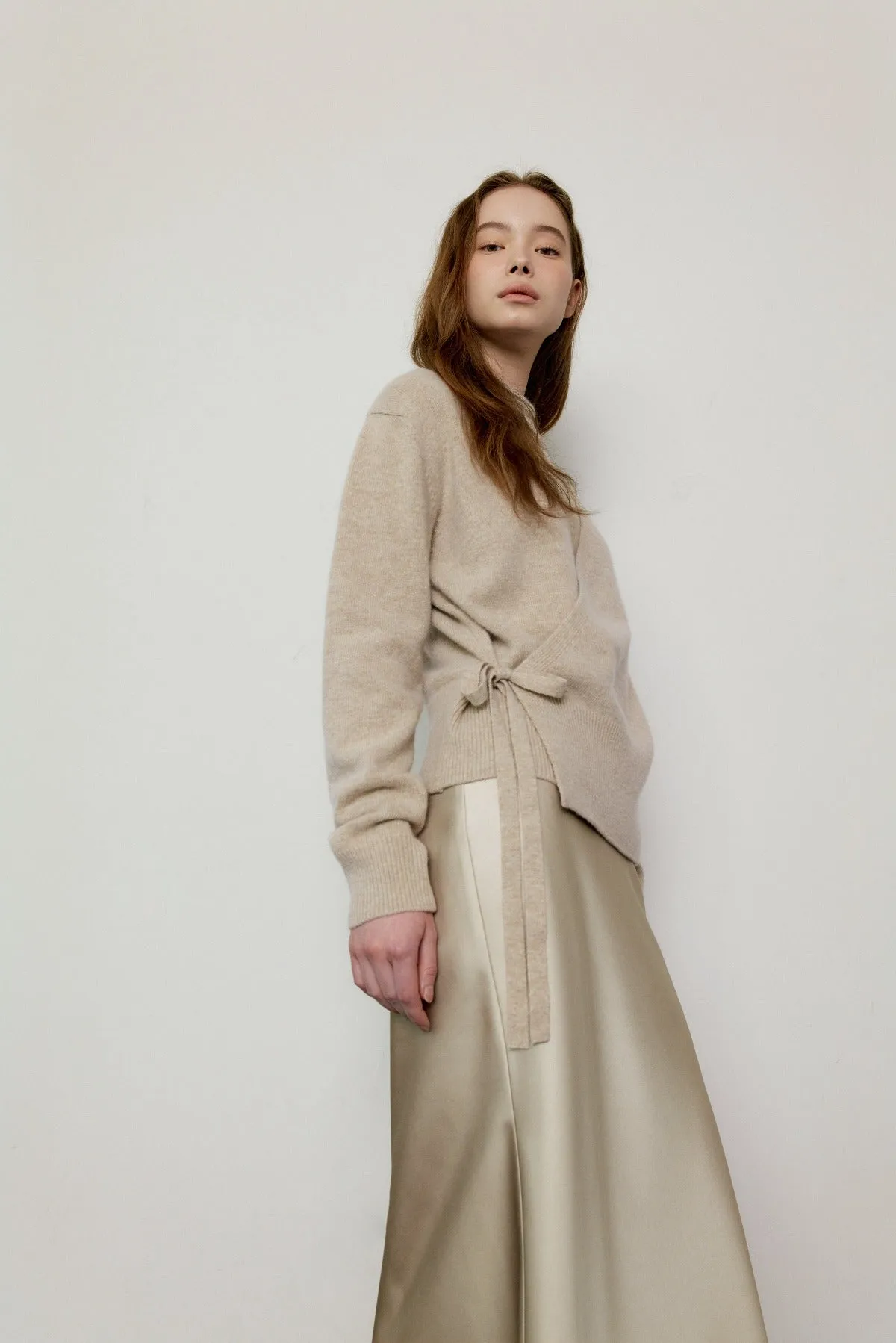 Cashmere Wrap Knit In Oatmeal
