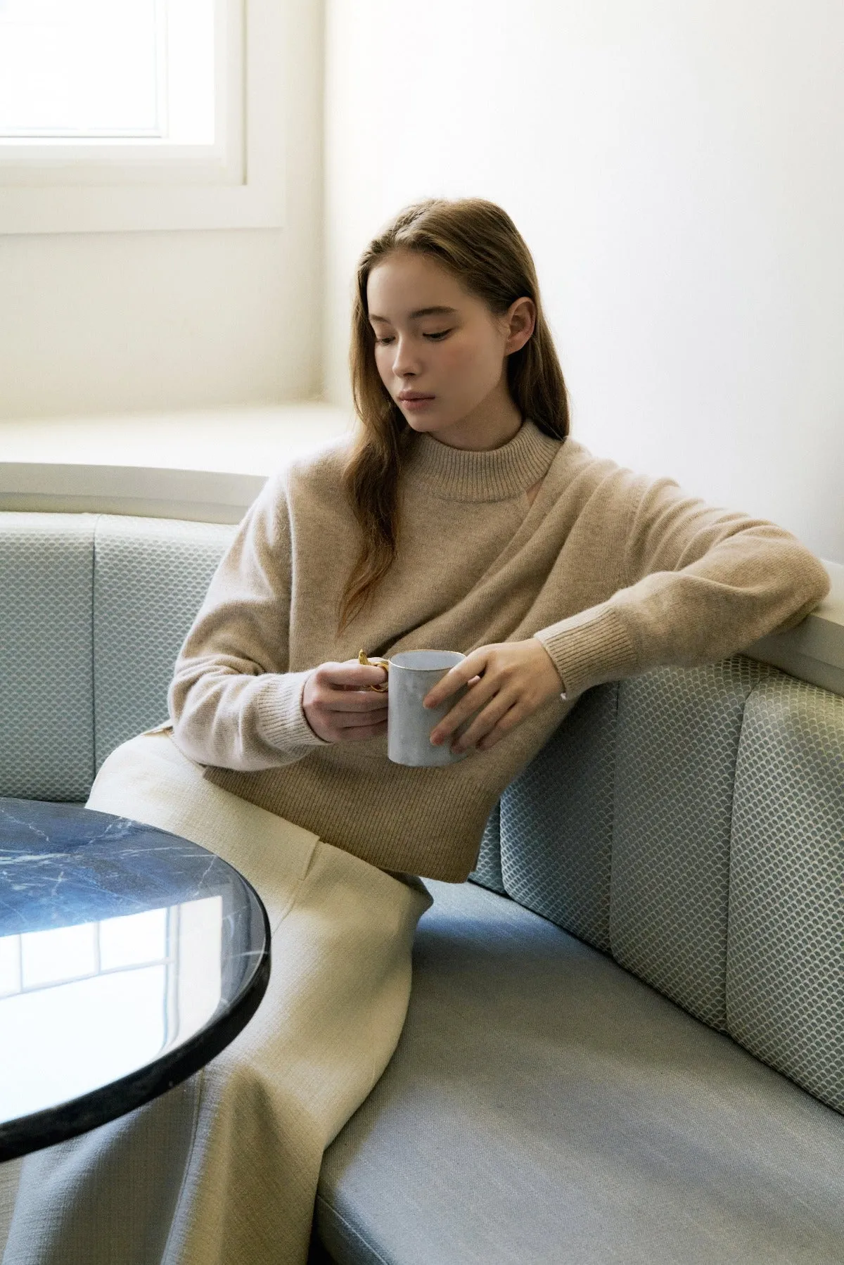 Cashmere Wrap Knit In Oatmeal