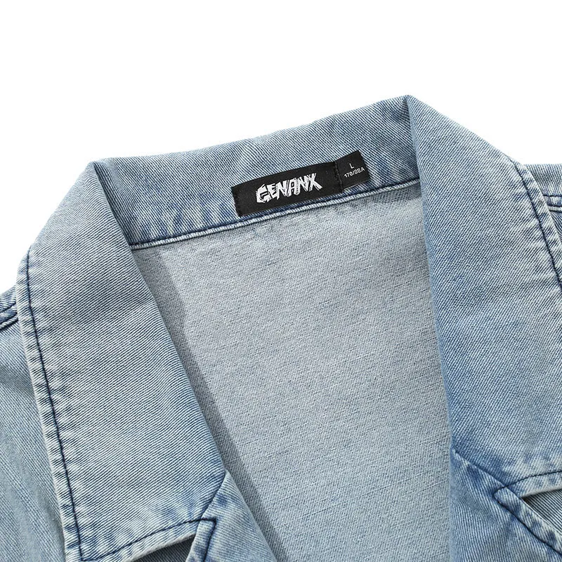 Color Block Patchwork Denim Blazer