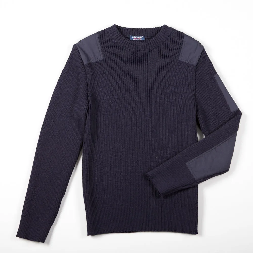 CONDOR II - Breton Sweater with Canvas Shoulder and Elbow Patches for Men | 100% Wool (NAVY)