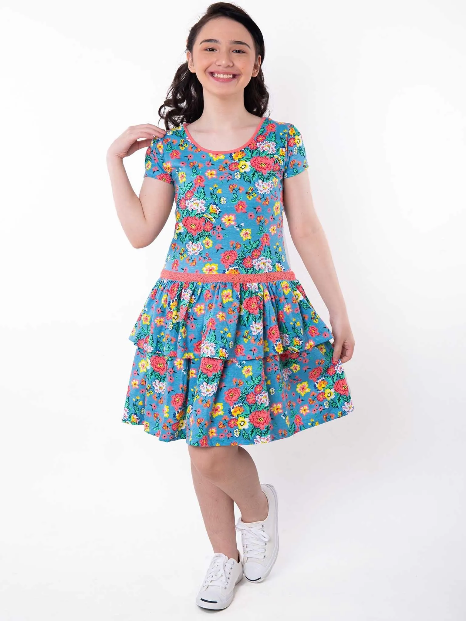 Cornflower Meadow Tiered Jersey Dress