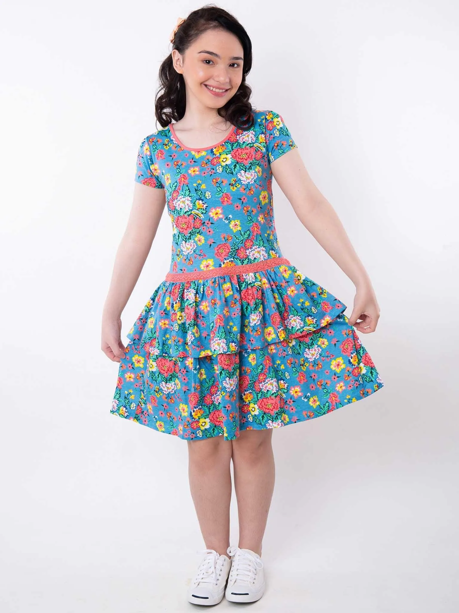 Cornflower Meadow Tiered Jersey Dress