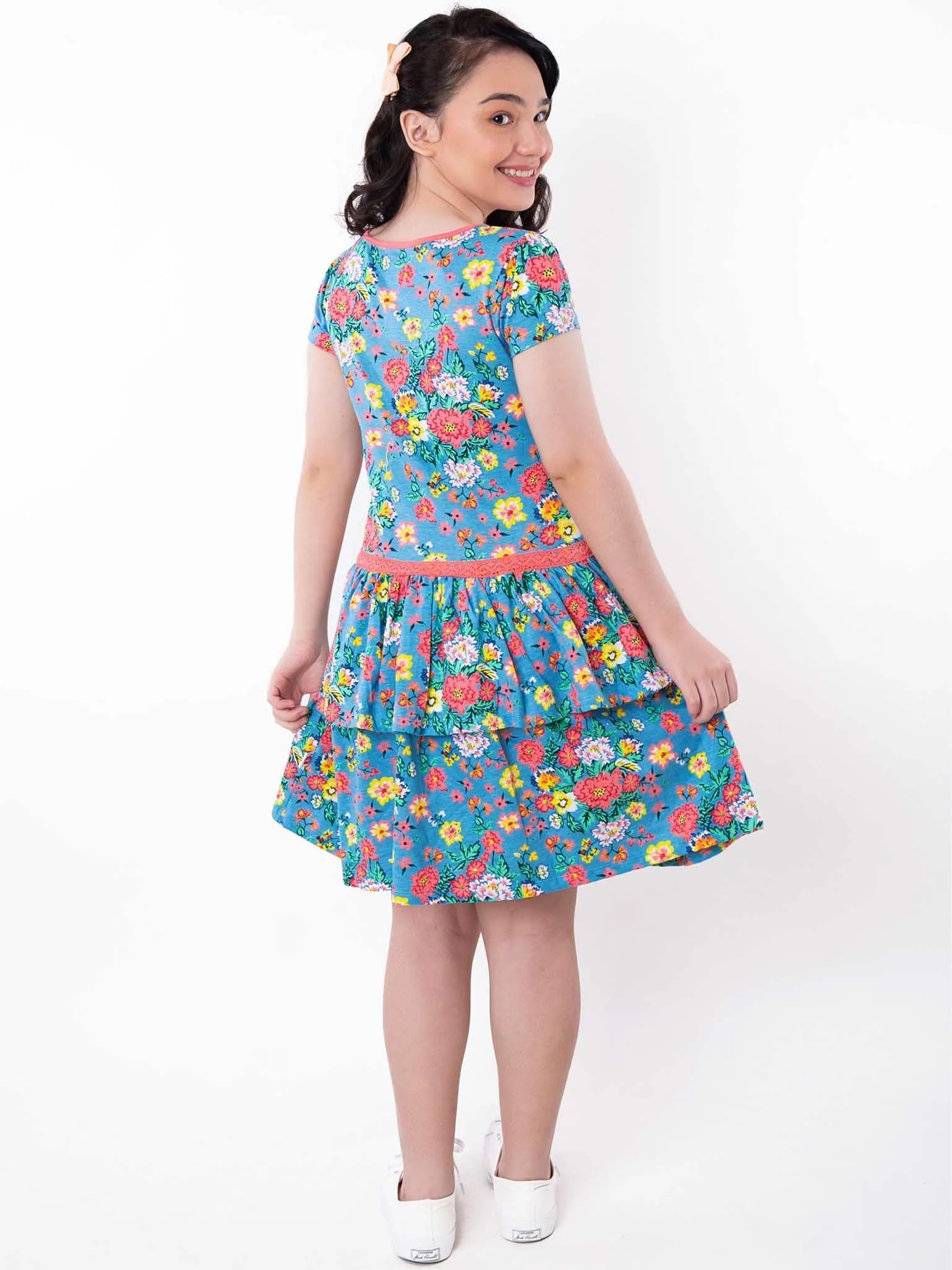 Cornflower Meadow Tiered Jersey Dress