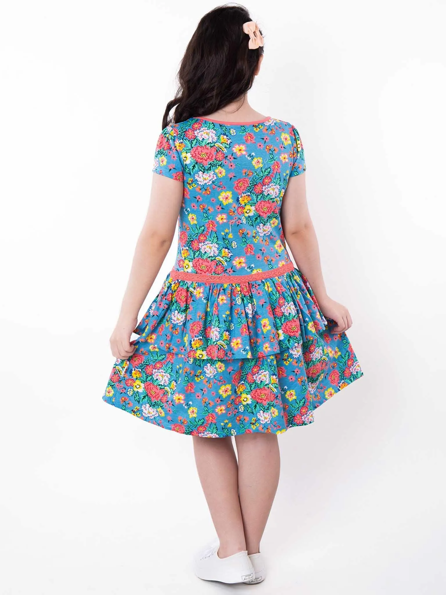 Cornflower Meadow Tiered Jersey Dress