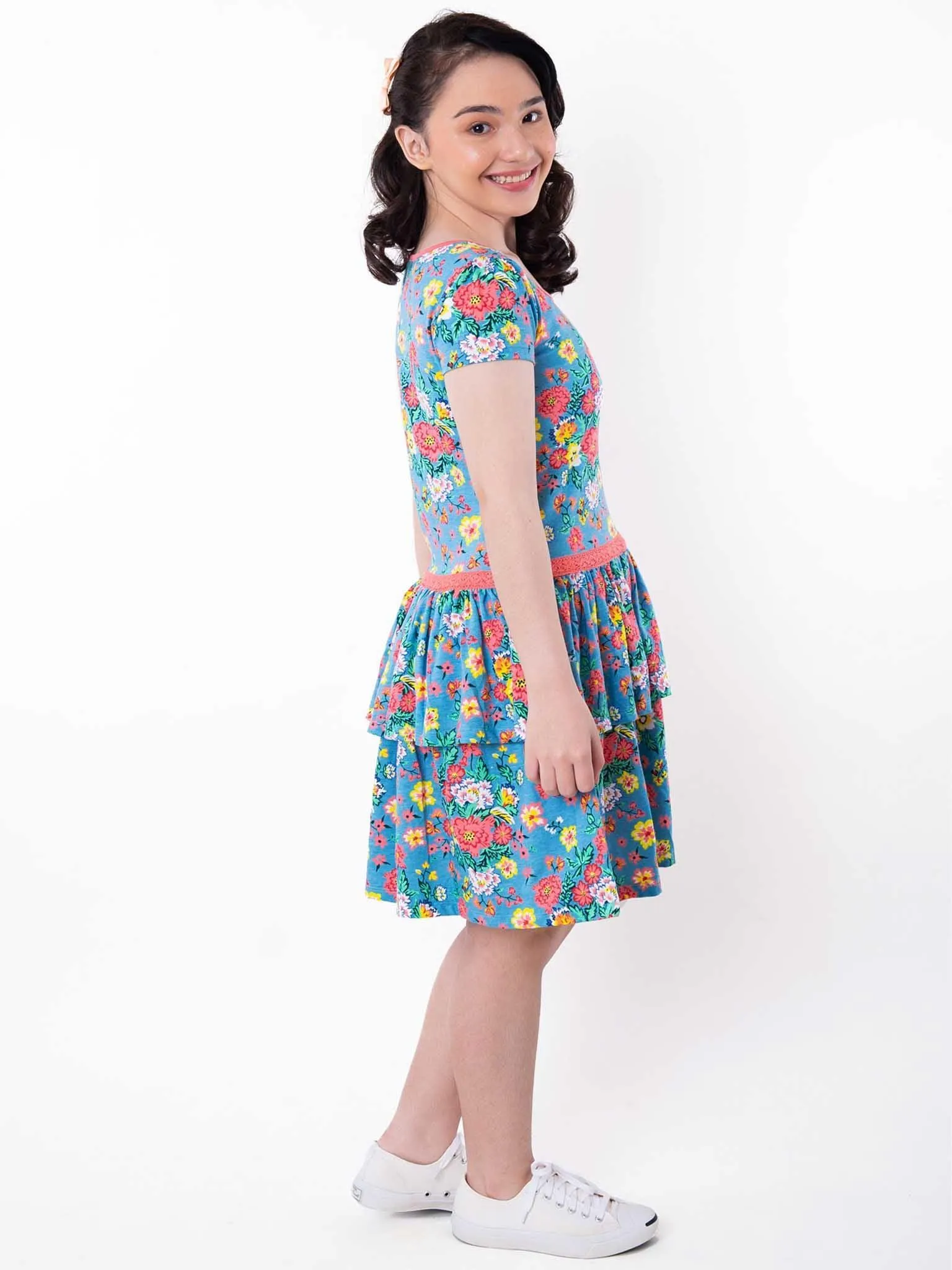 Cornflower Meadow Tiered Jersey Dress