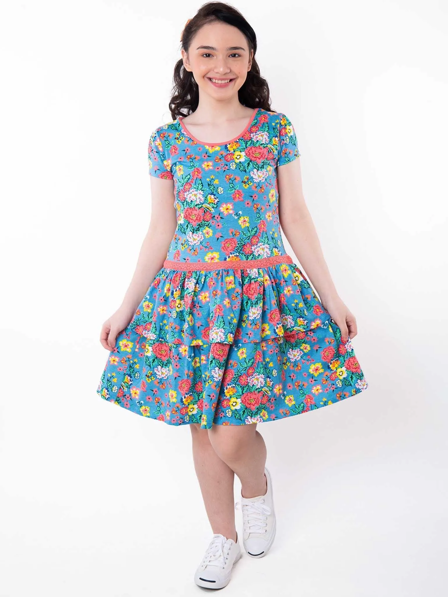 Cornflower Meadow Tiered Jersey Dress