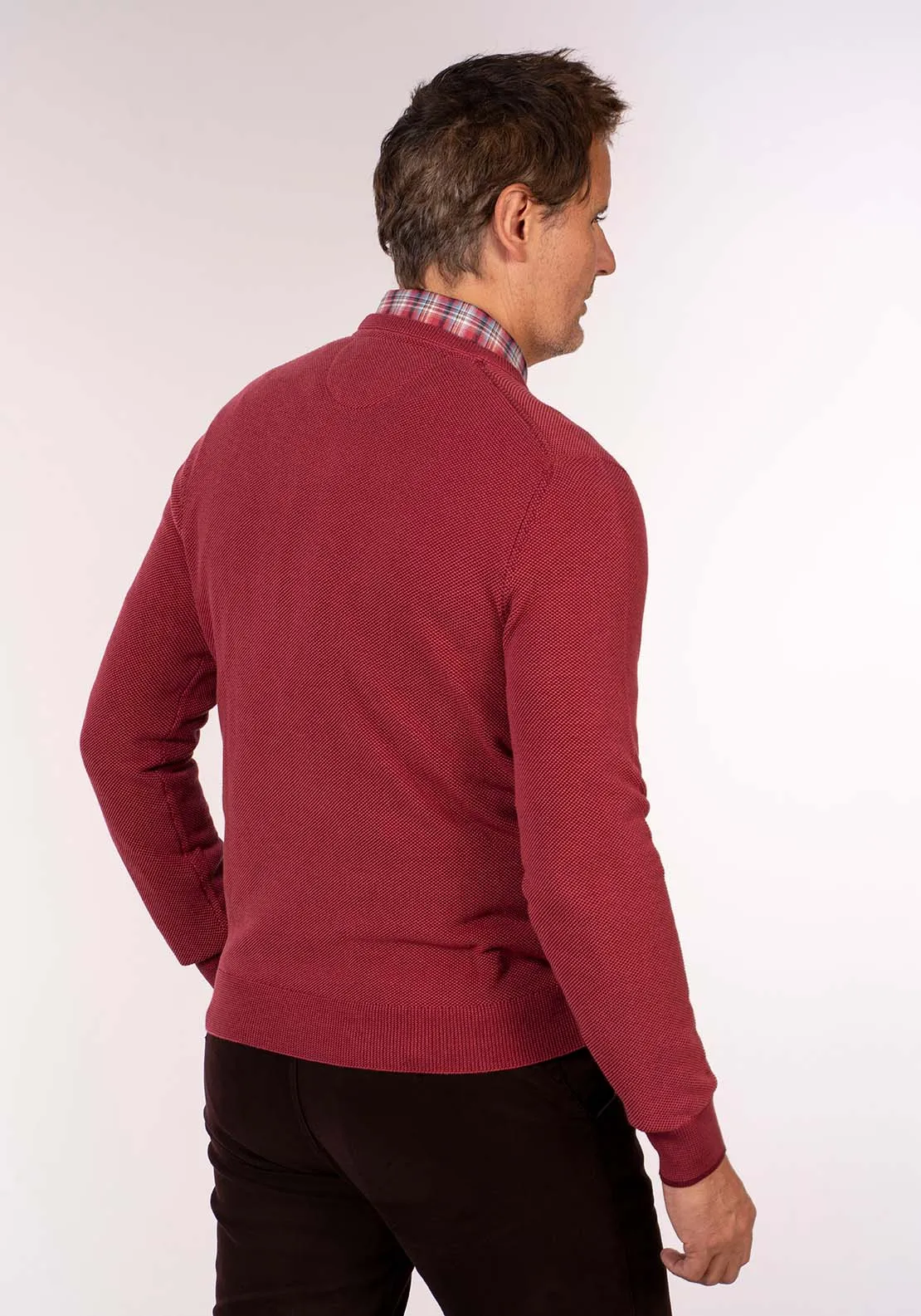 Crew Neck Knit - Deep Garnet Red