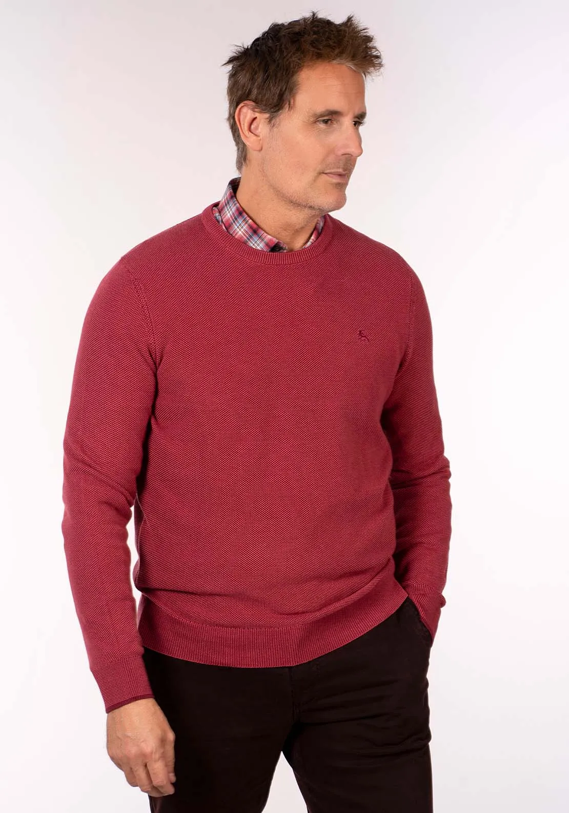 Crew Neck Knit - Deep Garnet Red