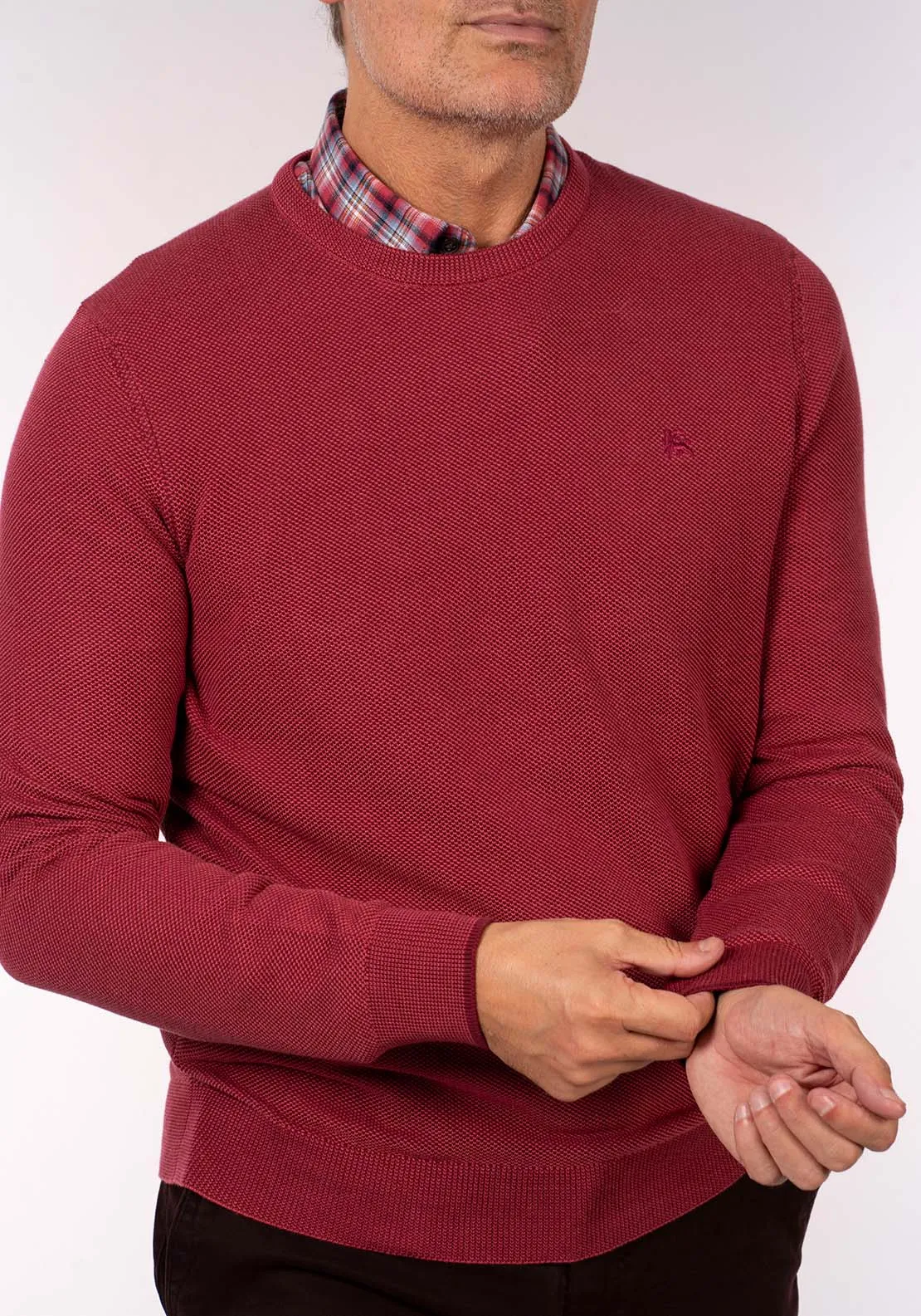 Crew Neck Knit - Deep Garnet Red
