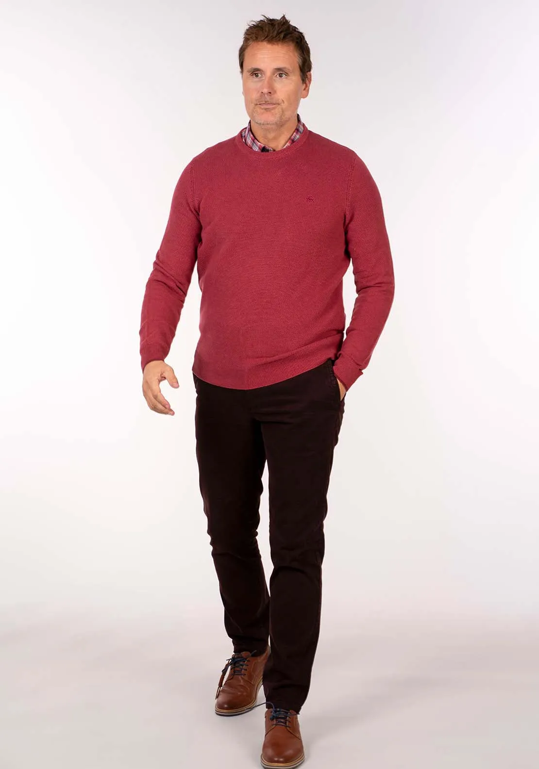 Crew Neck Knit - Deep Garnet Red