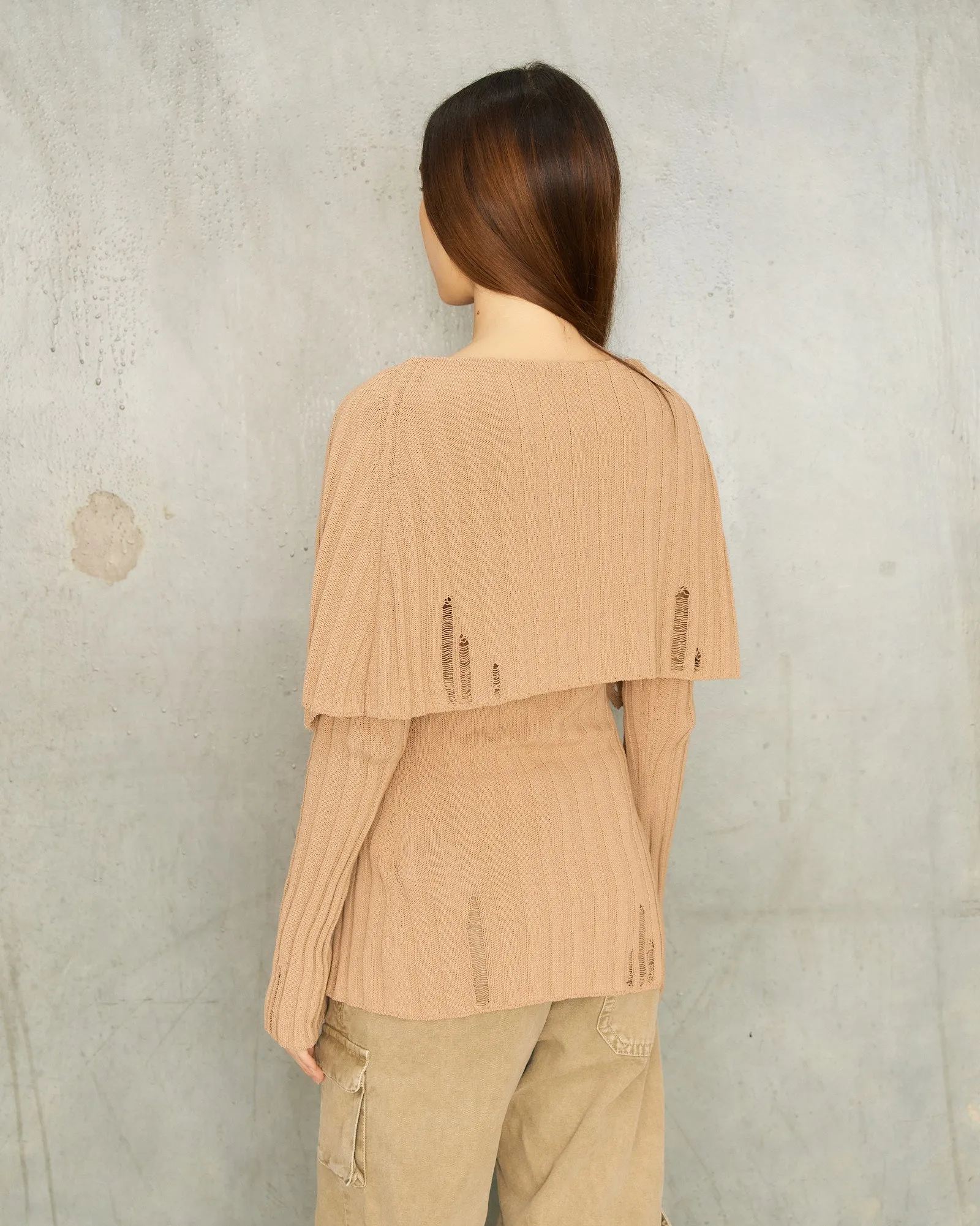 Dark Beige Knit Cardigan