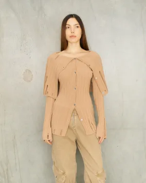 Dark Beige Knit Cardigan
