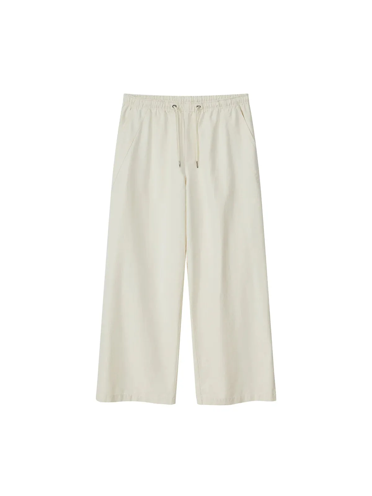 Elastic Waist Wide-Leg Trousers