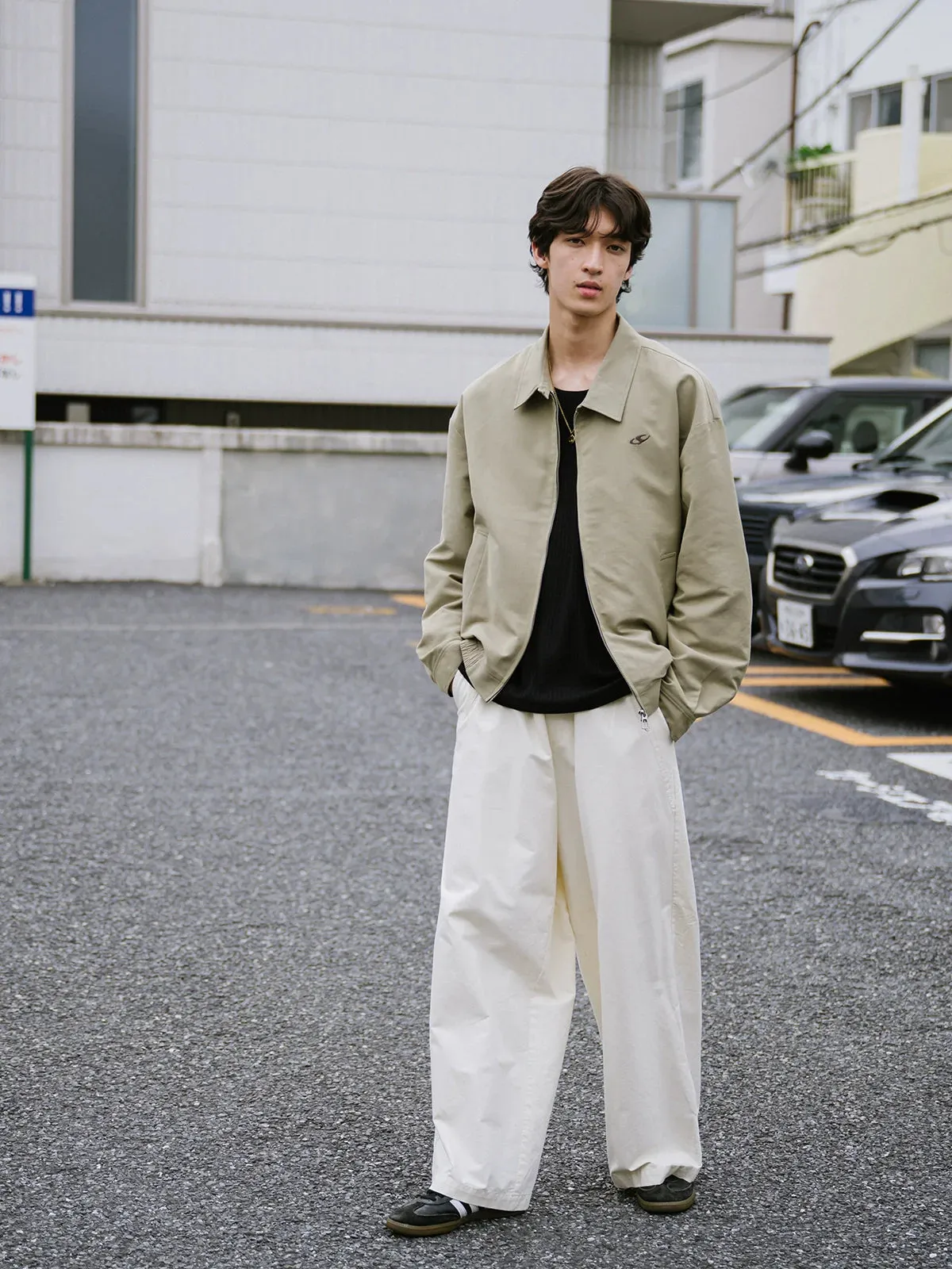 Elastic Waist Wide-Leg Trousers