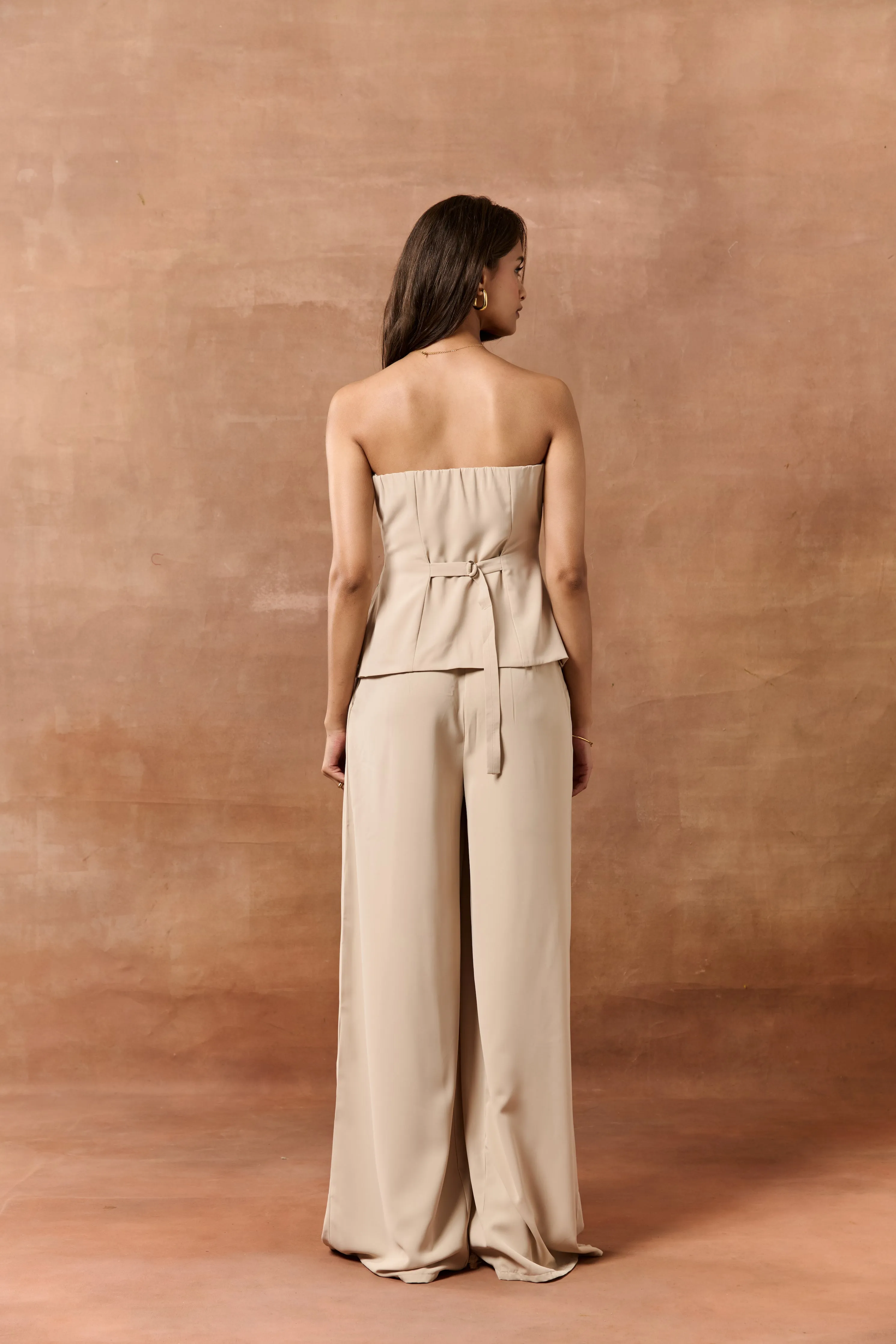 Elvita Beige Starpless Buttoned Waistcoat