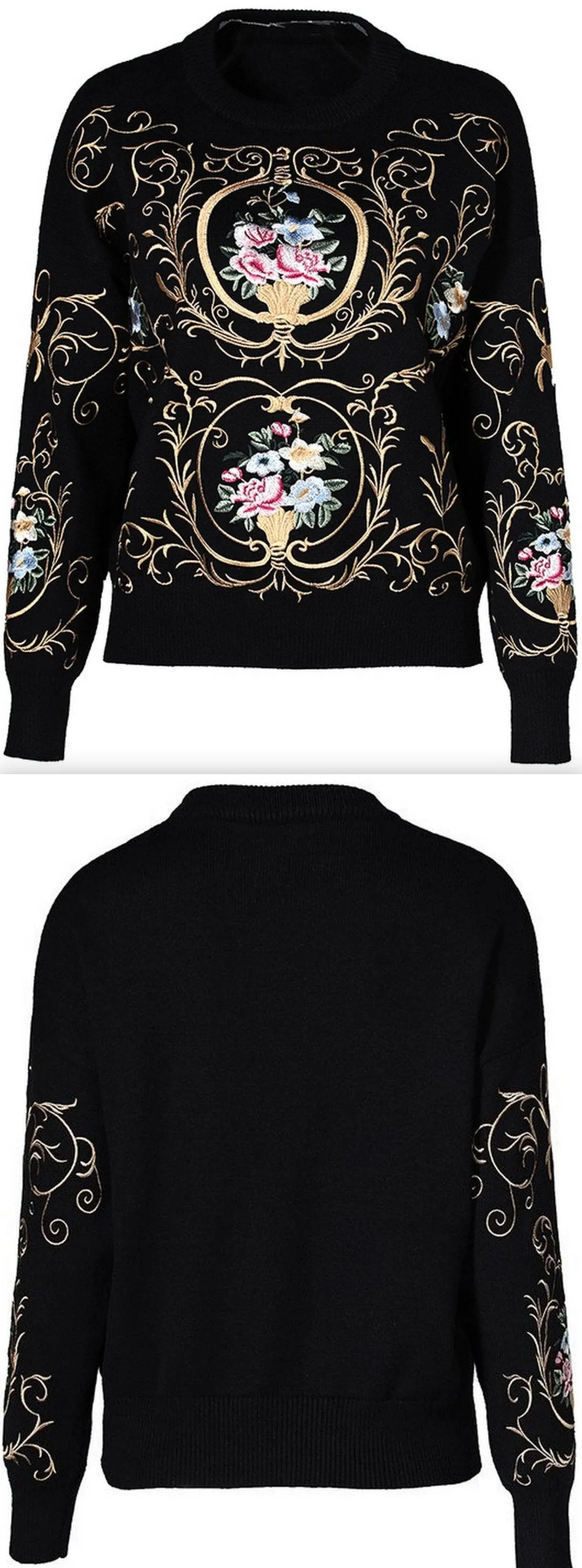 Embroidered Knit Sweater