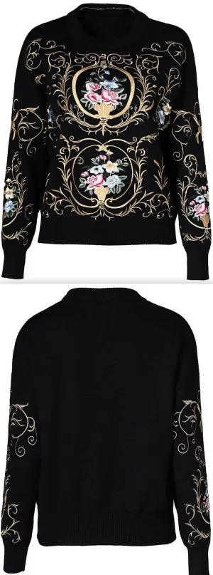 Embroidered Knit Sweater