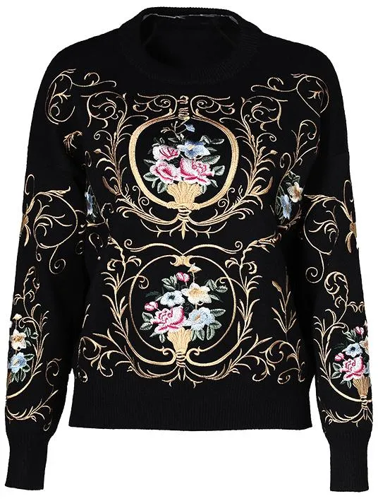 Embroidered Knit Sweater