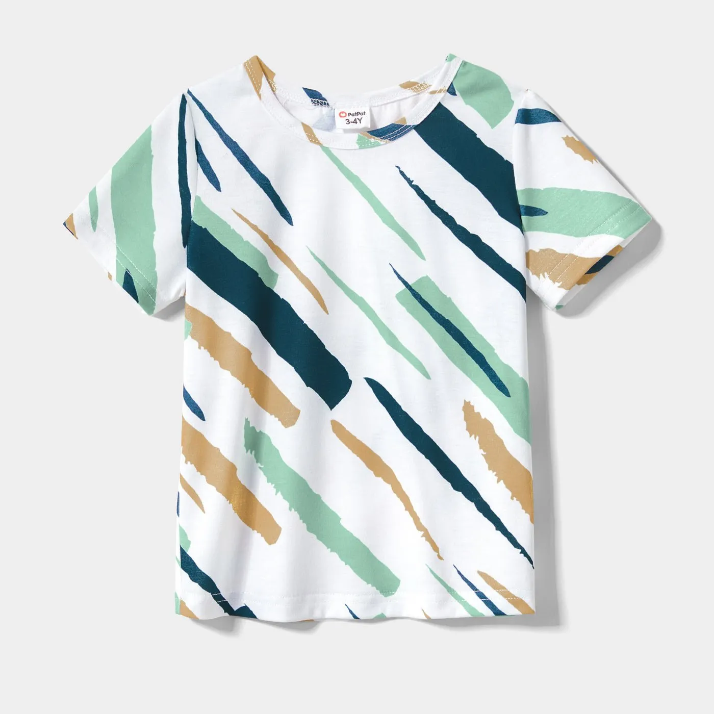 Family Matching Allover Geo Print Sleeveless Belted Dresses and Short-sleeve T-shirts Sets