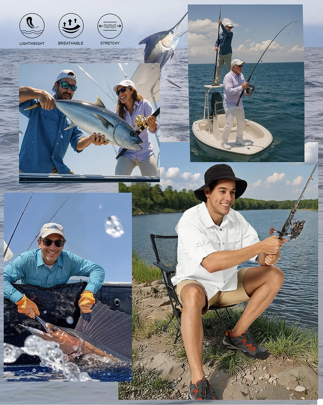 Fishing Shirts for Men Long Sleeve Sun Protection Outdoor Safari Shirt Men Clothes, Quick Dry Mens Fishing Shirts