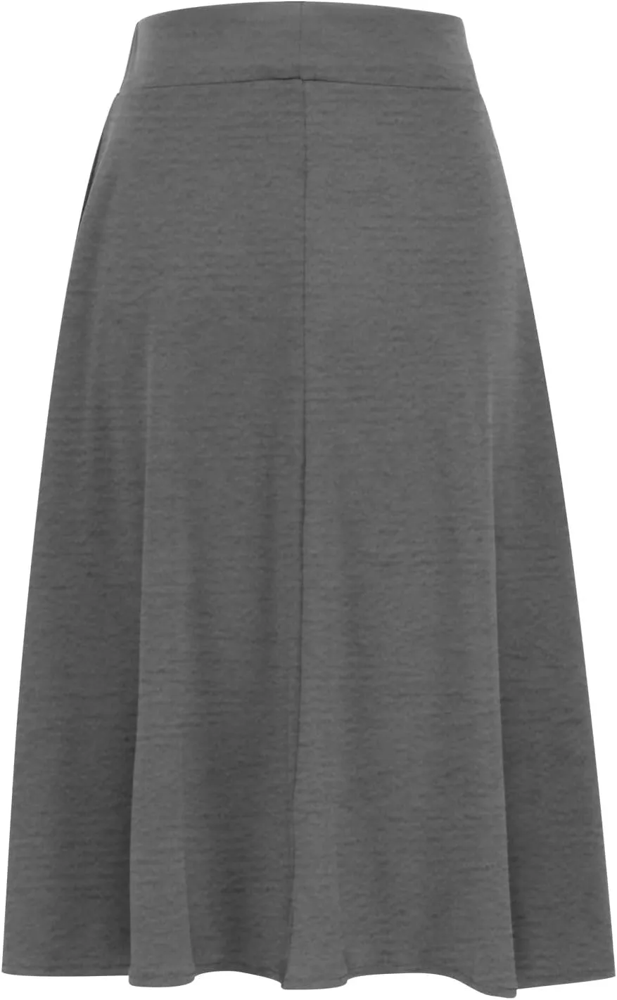 Flared Midi Skirts for Women Summer Plus Size Casual Flowy Long Skirt Comfy High Waist Solid Swing A Line Skirts