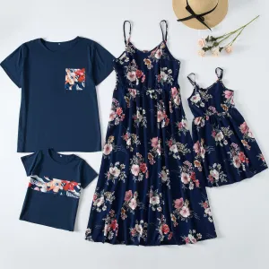 Floral Print Family Matching Dress and T-shirts Sets