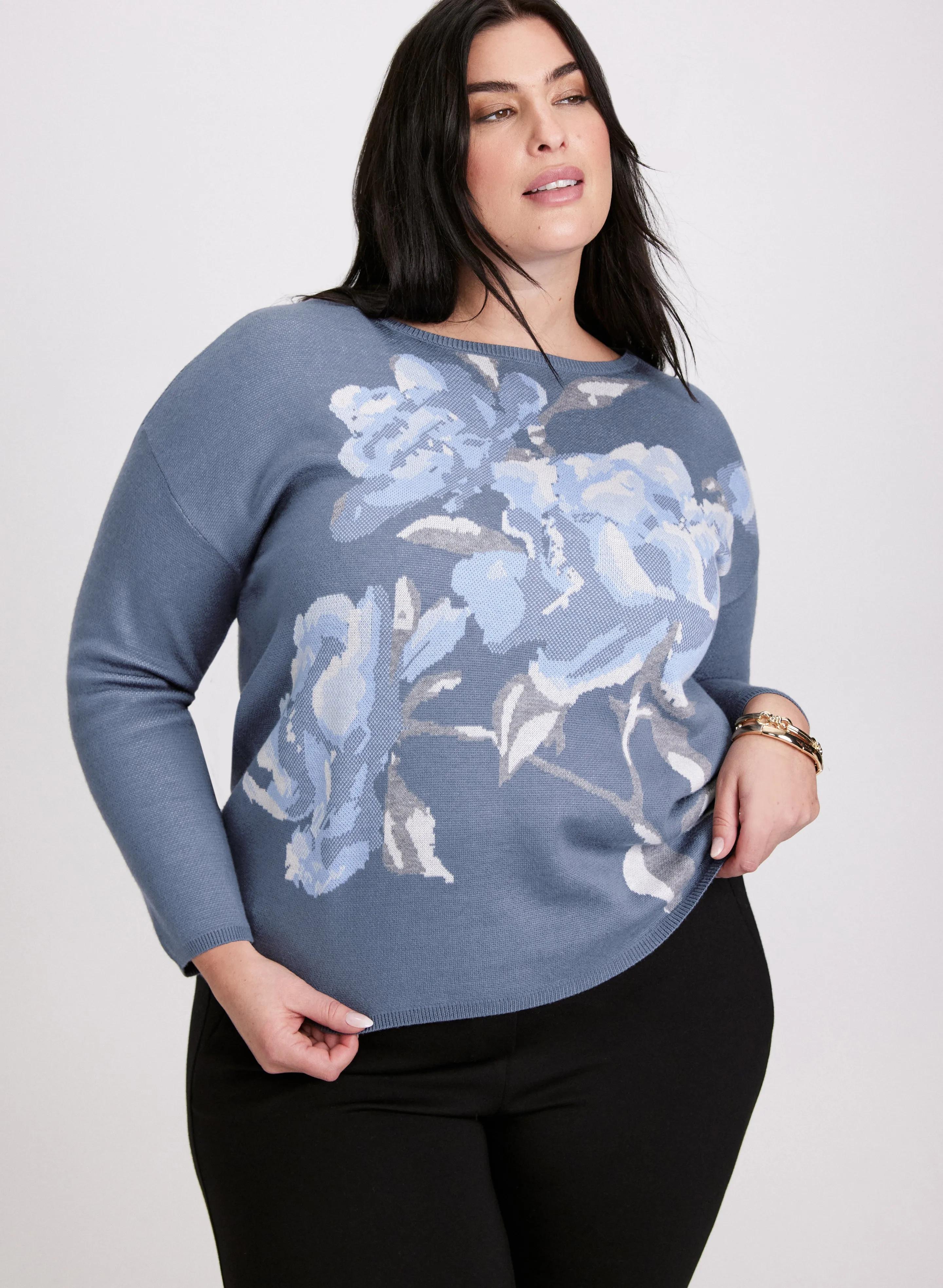 Floral Print Knit Sweater
