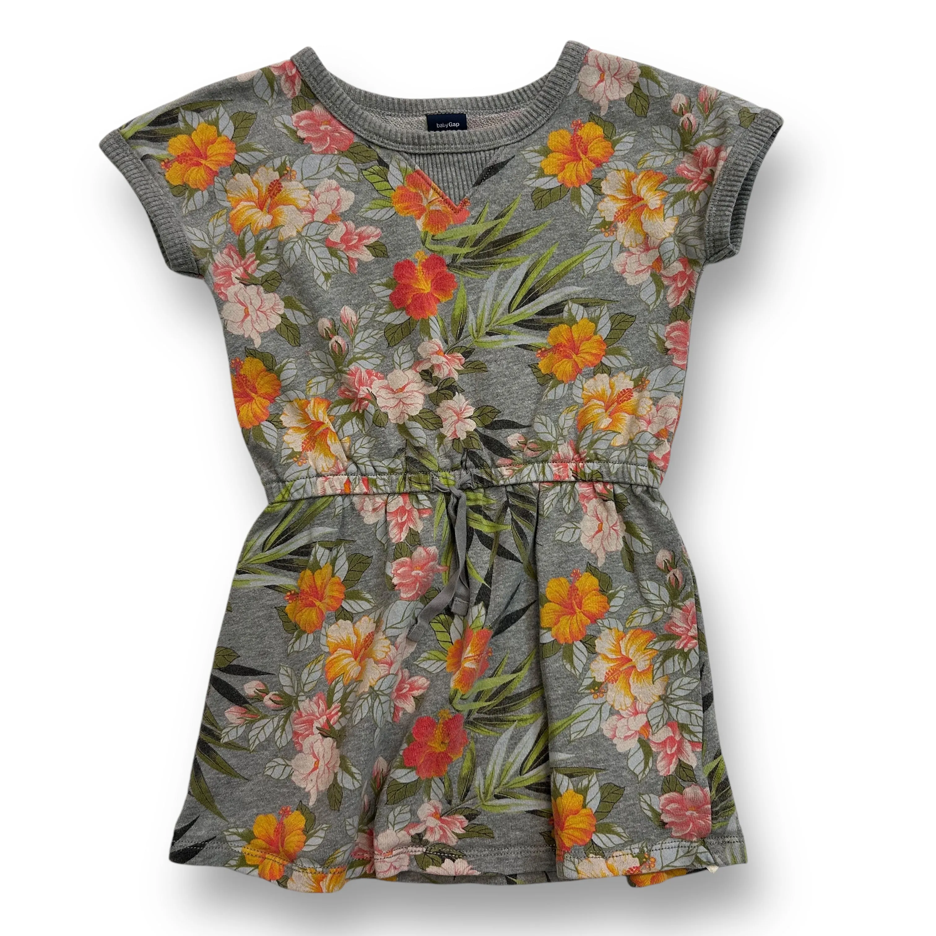 Girls Gap Size 4 Gray & Floral Print Everyday Comfy Dress