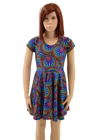 Girls Radioactive Cap Sleeve Skater Dress